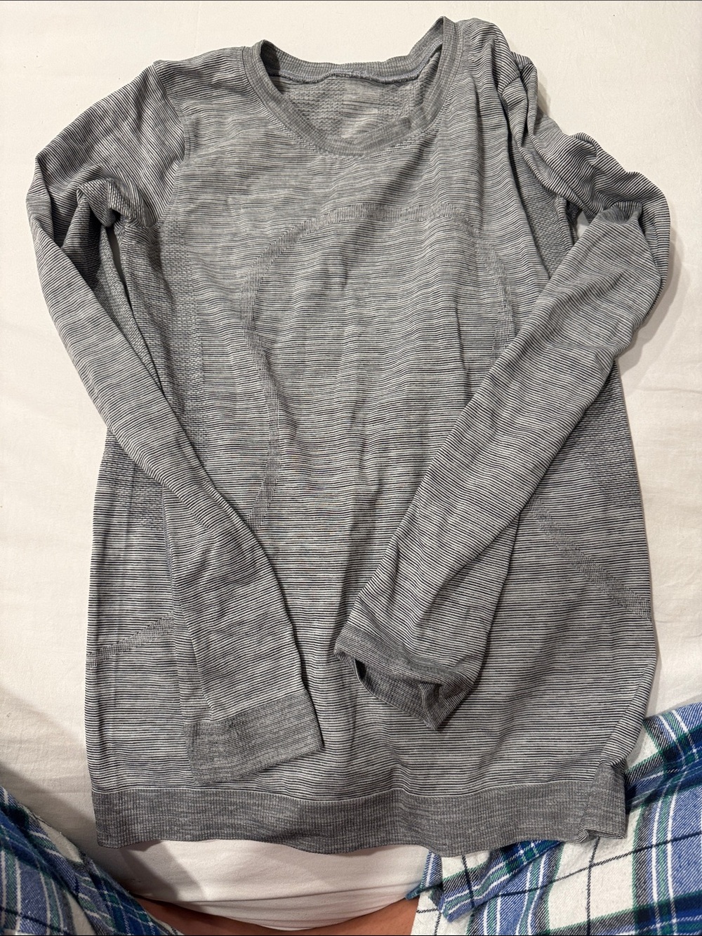 lululemon athletica Long Sleeve Gray Striped Tee